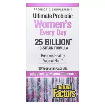 Ultimate Probiotic для женщин на каждый день, 25 миллиардов, 30 вегетарианских капсул Natural Factors
