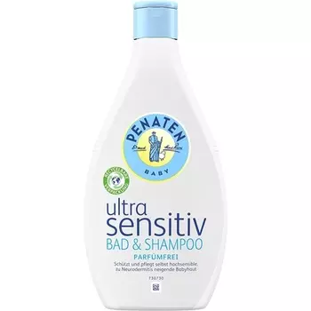 Ultra Sensitive Bath & Shampoo 400 мл Мягкий гель для мытья без отдушек для бережного купания и мытья кожи и волос, также подходит для аллергиков, Penaten