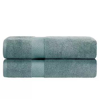 Улучшенный современный быстросохнущий набор хлопковых полотенец нулевой крутки из 2 предметов Superior, цвет Jade