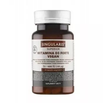 Улучшенный витамин D3 Форте 4000 МЕ для веганов, 60 капсул Singularis