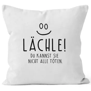 Улыбайтесь, вы не можете убить их всех, чехол для подушки, чехол для декоративной подушки, хлопок MoonWorks, белый, 40см x 40см