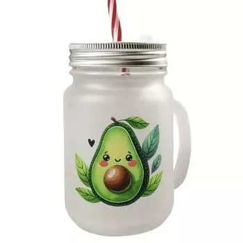 Улыбающийся стакан из-под авокадо-мейсона с ручкой и крышкой speecheese
