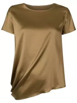 Uma | Raquel Davidowicz шелковая футболка с драпировкой, коричневый