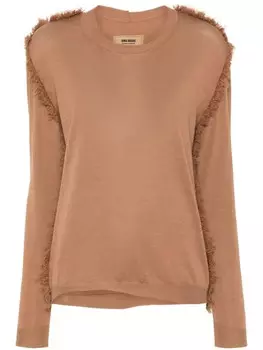 Uma Wang джемпер в рубчик с бахромой, коричневый