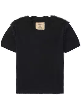 Uma Wang футболка из смеси хлопка и шелка с необработанными краями, черный