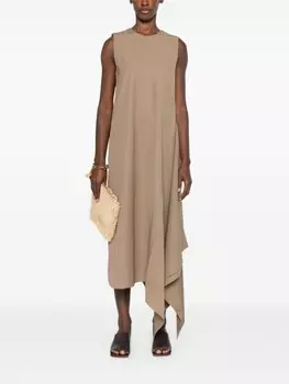 Uma Wang платье с V-образным вырезом на спине и драпировкой, коричневый