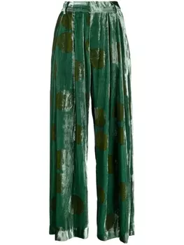 Uma Wang pleat-detail wide-leg trousers, зеленый