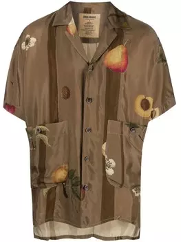 Uma Wang рубашка с V-образным вырезом и принтом, желтый