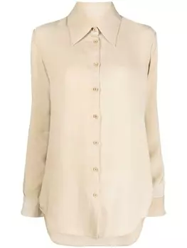Uma Wang рубашка с заостренным воротником, нейтральный цвет