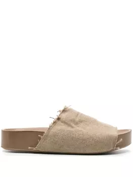 Uma Wang шлепанцы с бахромой, нейтральный цвет