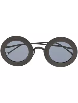 Uma Wang солнцезащитные очки в круглой оправе, черный