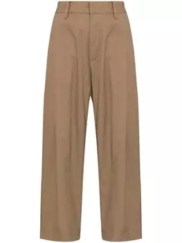 Uma Wang укороченные брюки со складками, коричневый