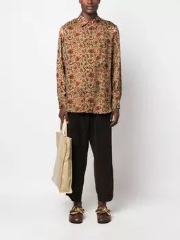 Uma Wang вельветовые брюки прямого кроя, коричневый