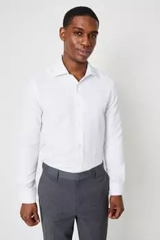 Умная рубашка узкого кроя с длинными рукавами из корзинчатой ткани Burton, белый