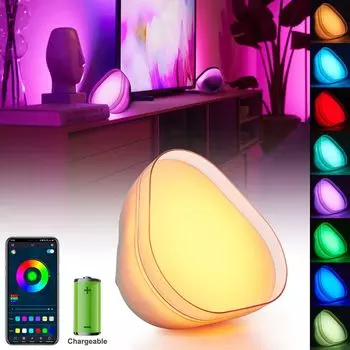 Умная светодиодная прикроватная лампа с управлением через приложение, регулируемая яркость RGB, атмосферный ночник, перезаряжаемая настольная лампа lapalife