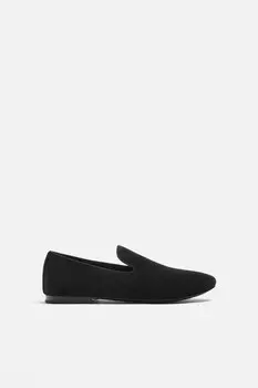 Умные бархатные лоферы ZARA, черный
