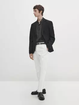 Умные брюки из смешанного хлопка стрейч. Massimo Dutti, белый