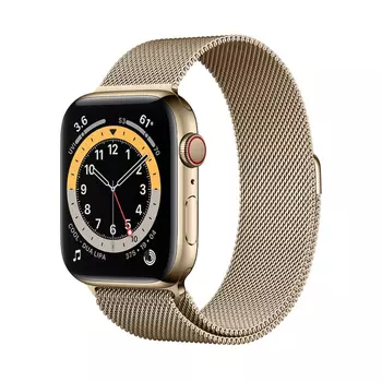 Умные часы Apple Watch Series 6 (GPS + Cellular), 44 мм, Gold Stainless Steel Case/Gold Milanese Loop