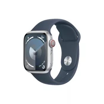 Умные часы Apple Watch Series 9 (GPS+Cellular), 41мм, Silver Aluminum Case/Storm Blue Sport Band - M/L