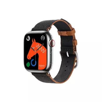 Умные часы Apple Watch Series 9 Hermes (GPS + Cellular), 41мм, Silver Case/Noir/Gold Twill Jump