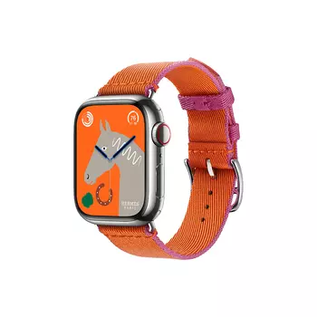 Умные часы Apple Watch Series 9 Hermes (GPS + Cellular), 41мм, Silver Case/Orange/Rose Mexico Twill Jump