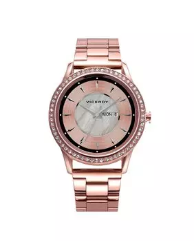 Умные часы Smart Pro из нержавеющей стали розового цвета с миланской сеткой и сменным кожаным ремешком розового цвета Viceroy, розовый