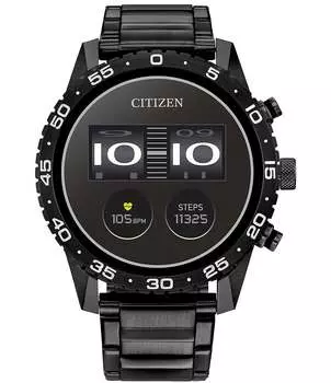 Умные черные часы Citizen Unisex G2 Sport с браслетом из нержавеющей стали, черный