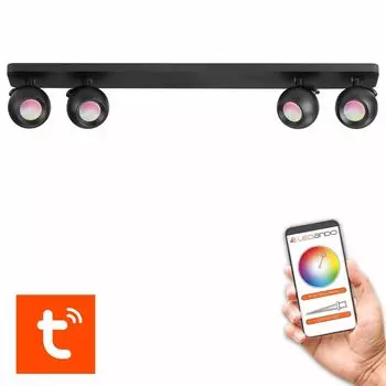 Умный потолочный светильник ABOLAG из 4 частей - длинный - черный - вкл. лампы Tuya LED GU10 - умные споты - потолочный спот - потолочный спот Ledando