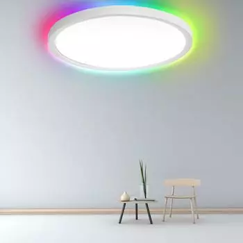 Умный светодиодный потолочный светильник 24 Вт - регулируемый свет, RGB, IP44, гостиная, подвал, кухня Jopassy, белый