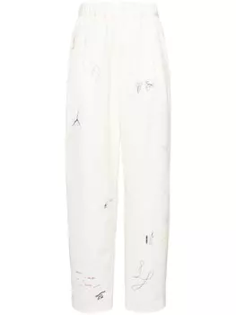 Undercover брюки с принтом в стиле эскиз, нейтральный цвет