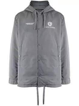 Undercover куртка с капюшоном и принтом, серый