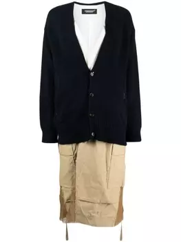 Undercover многослойное пальто макси в стиле колор-блок, синий