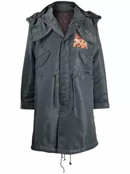 Undercover парка с капюшоном и принтом, зеленый