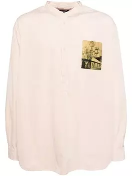 Undercover полосатая рубашка с графичным принтом, желтый