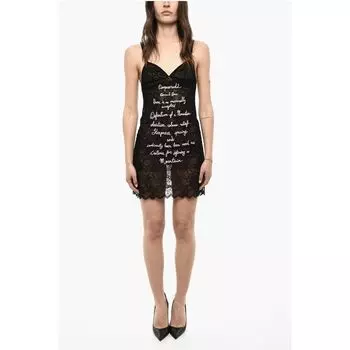 UNDERWEAR Вышитое кружевное платье-комбинация Dsquared2, Black