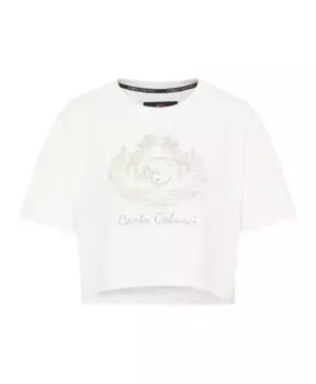 Уникальная укороченная футболка оверсайз Carlo Colucci, белый