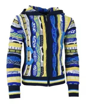 Уникальный кардиган по всей длине с воротником стойкой Carlo Colucci, синий