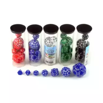 Уникальный набор кубиков — большой — черный с белым (7), Unique & Skew Dice (The Dice Lab)