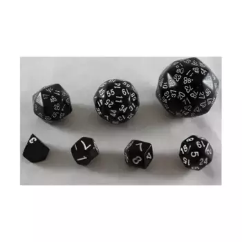 Уникальный набор многогранных кубиков — черный с белым (7), Unique & Skew Dice (The Dice Lab)