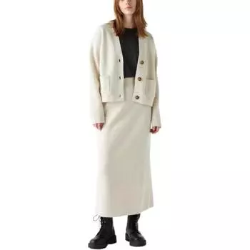 UNIQLO Длинная трикотажная юбка женская цвета слоновой кости
