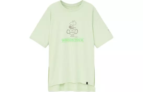 UNIQLO Футболка с заниженной линией плеч, женская, зеленая