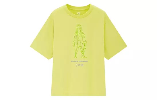UNIQLO Футболка Sketch, женская, размер США, зеленая