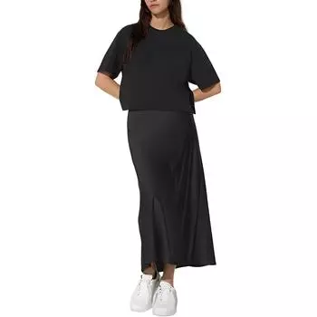 UNIQLO Повседневная длинная юбка женская черная