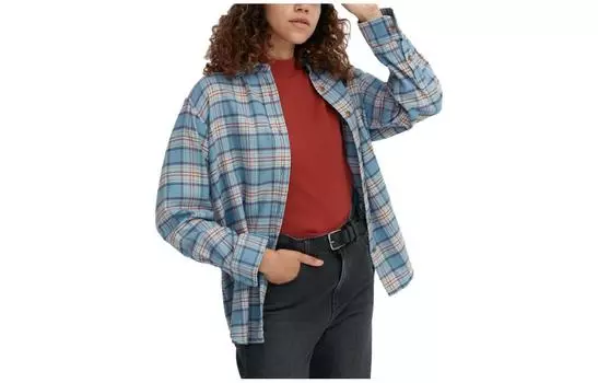 UNIQLO Рубашка женская розовый/синие