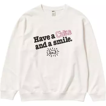 UNIQLO Свитшот Coca Cola X Keith Haring X Keith Haring X Coca Cola Collaboration, белые, унисекс