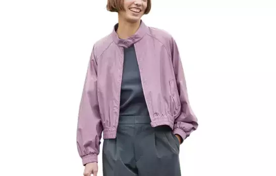 Хлопковая короткая куртка UNIQLO, 71 фиолетовый