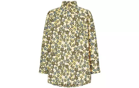 UNIQLO Женская свободная рубашка с длинными рукавами и цветочным принтом X Marni белого цвета
