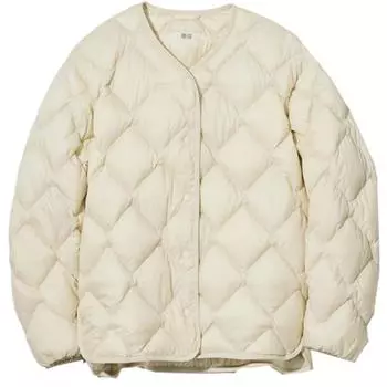 Ультралегкий свободный пуховик Uniqlo, кремовый