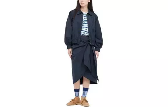 UNIQLO Женское укороченное пальто, цвет Dark Blue