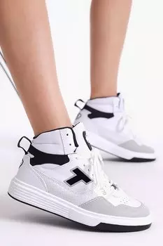 Унисекс, белые, черные длинные кроссовки с удобной посадкой на полиэфирной подошве и шнуровкой TONNY BLACK